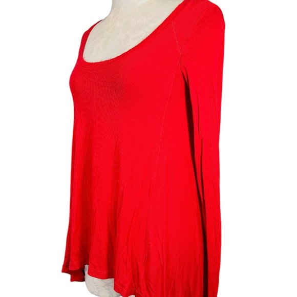 Free People Long Sleeve High Low Tee Shirt XS Red - Picture 9 of 14